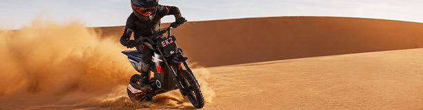 Knobby rubber tires built for dirt, grass, and mud trails